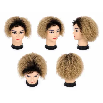 Perruque de cheveux naturels bouclés blonds 8"