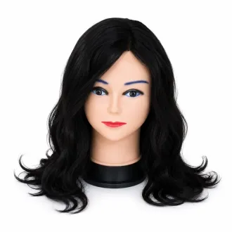 Perruque de cheveux naturels mi-longs noirs 18"