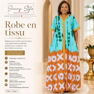 Robe en tissue blue orange