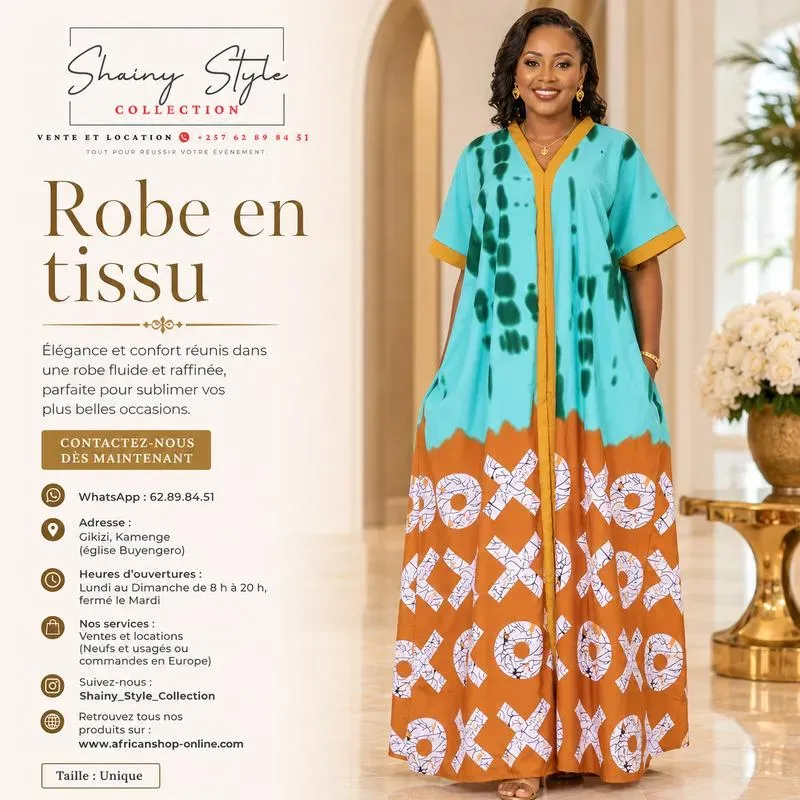 Robe en tissue blue orange