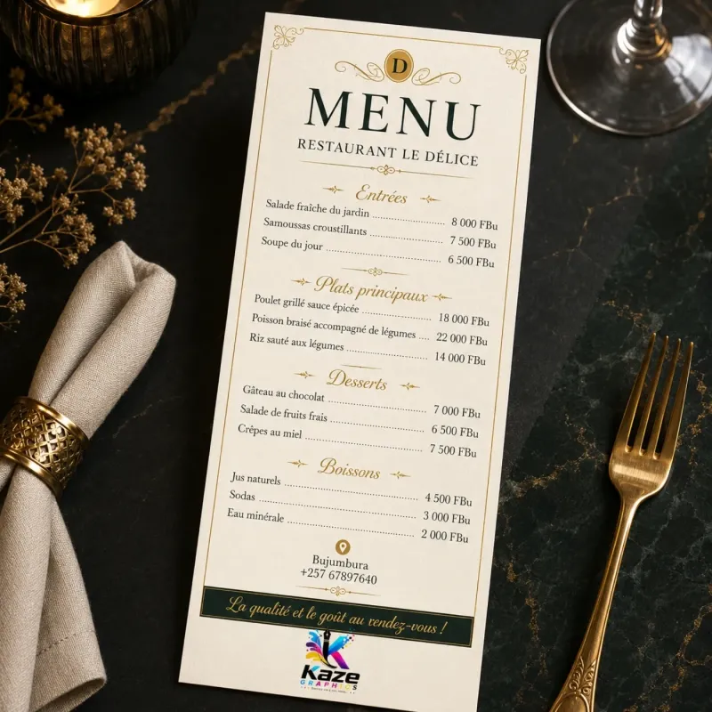 Menus de restaurant