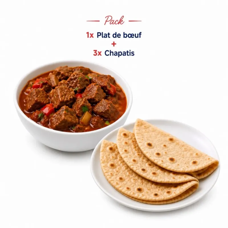 1x Plat de bœuf + 3x Chapatis